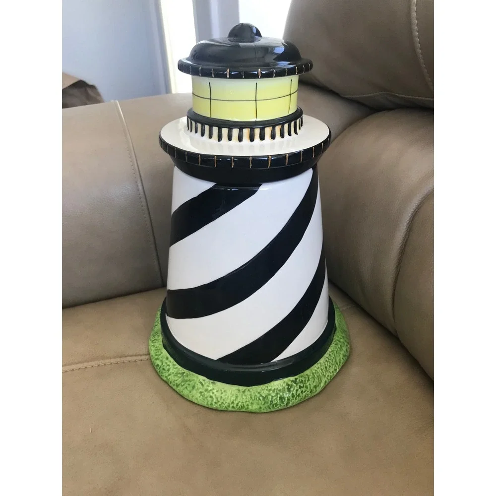 Warren Kimble Sakura Coastal Breeze Lighthouse Cookie Jar Ceramic Vintage 1998